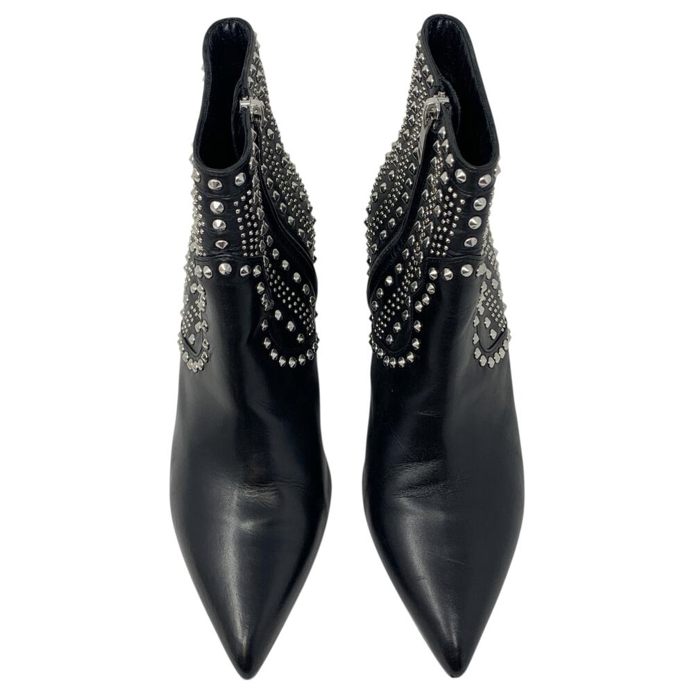 Saint Laurent Cat 50 Studded Black Leather Western Moto Ankle Booties EU 38.5 - Picture 4 of 11